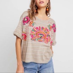 Free People Catalunya Embroidered Boxy Top, M
